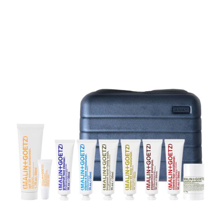 AWAY x MALIN+GOETZ travel kit.
